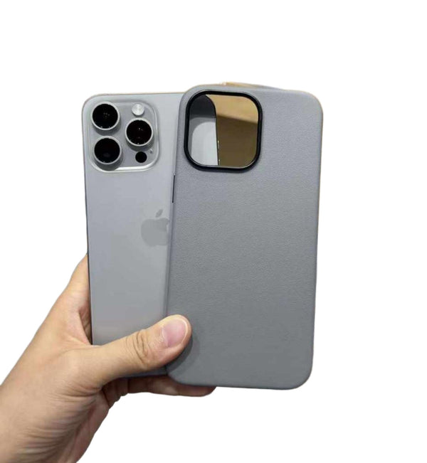 iPhone 15 Pro Max Kdoo Noble Classic Series Genuine Leather Case - Gray