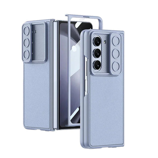 Samsung Galaxy Z Fold 5 P.U Leather with Camera Shutter Case-Blue