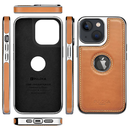 iPhone 13 Leather Case Luxurious Premium Quality Leather Case-Tan