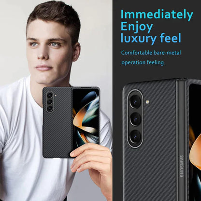 Samsung Galaxy Z Fold 5 Carbon Fiber Aramid Shockproof Case - Purple