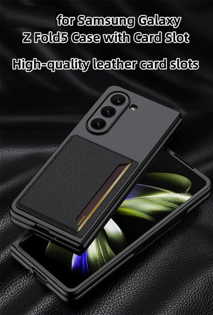 Samsung Galaxy Z Fold 5 PU Leather Card Holder Case-Black