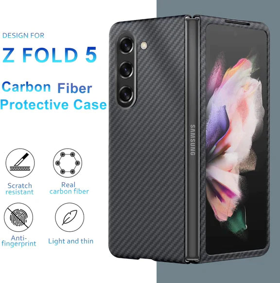 Samsung Galaxy Z Fold 5 Carbon Fiber Aramid Shockproof Case - Purple