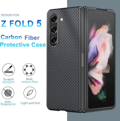 Samsung Galaxy Z Fold 5 Carbon Fiber Aramid Shockproof Case - Purple