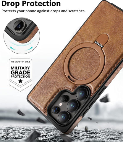 Samsung Galaxy S25 Ultra Vegan Leather Case with Magsafe and Stand - Gray