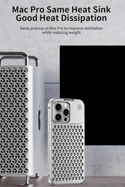 iPhone 15 Pro Metal Heat Dissipation Pure Aluminium Cooling Case with Aroma - Gray