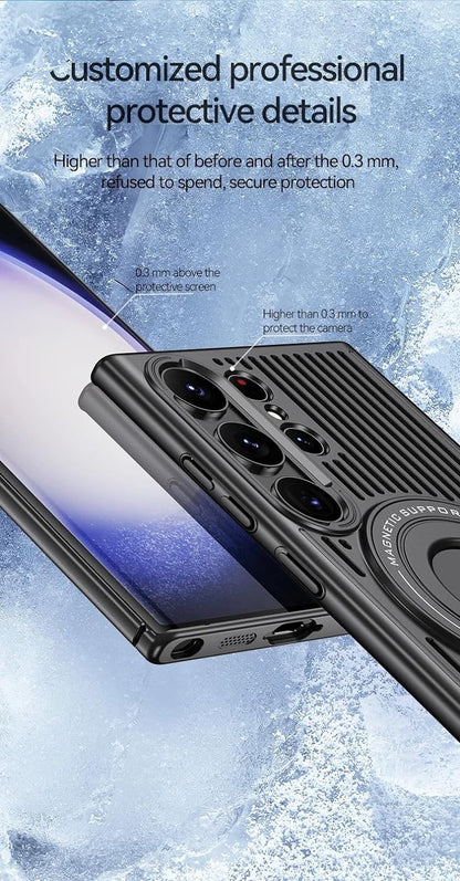 Samsung Galaxy S23 Ultra Magnetic Stand Hard Shell Cooling Case  -Black