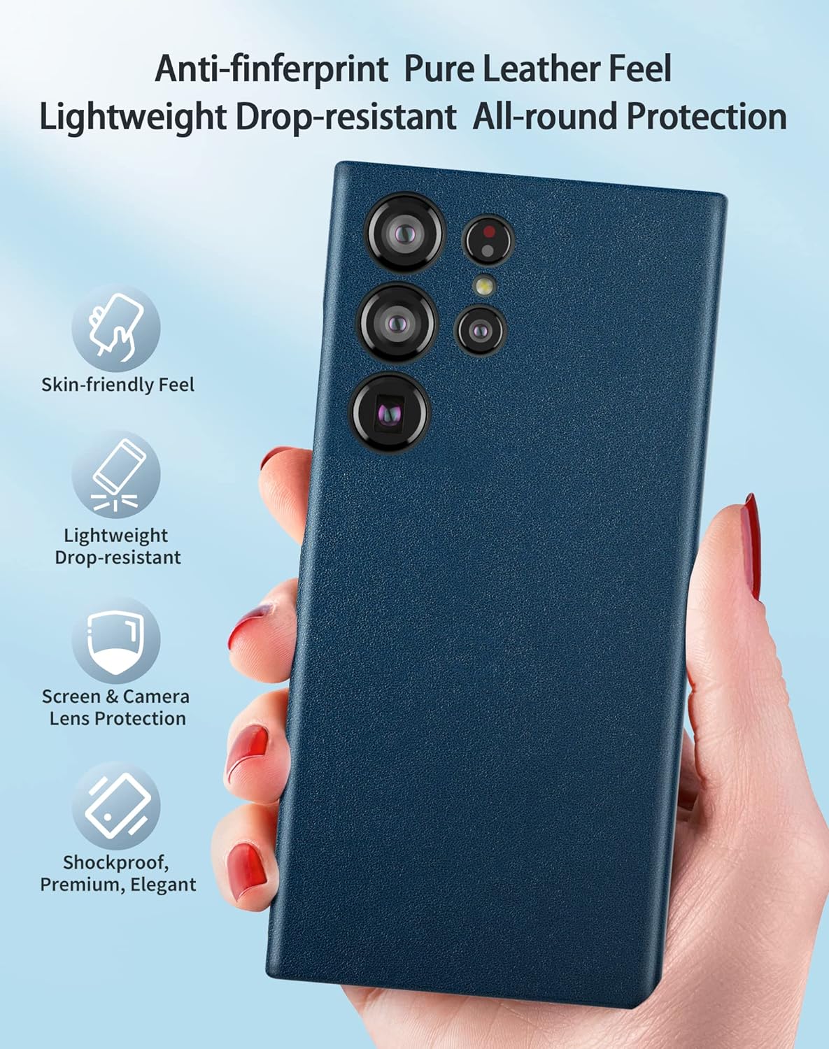 Samsung Galaxy S23 Ultra Vegan Leather Case Slim Profile - Blue