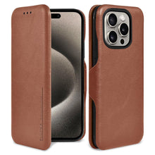 iPhone 15 Pro Max Leather Flip Cover Wallet Cover - Brown