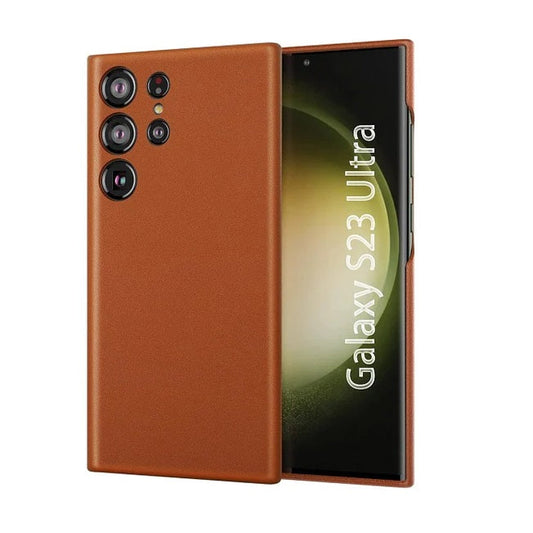 Samsung Galaxy S23 Ultra Vegan Leather Case Slim Profile - Brown