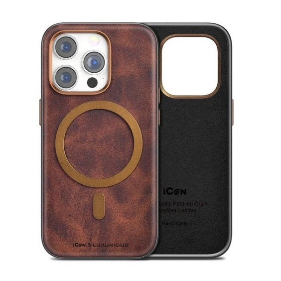 iPhone 15 Pro Max leather Magsafe show case Brown