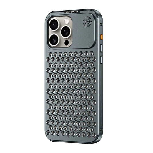 iPhone 15 Pro Max Metal Heat Dissipation Pure Aluminium Cooling Case with Aroma - Gray