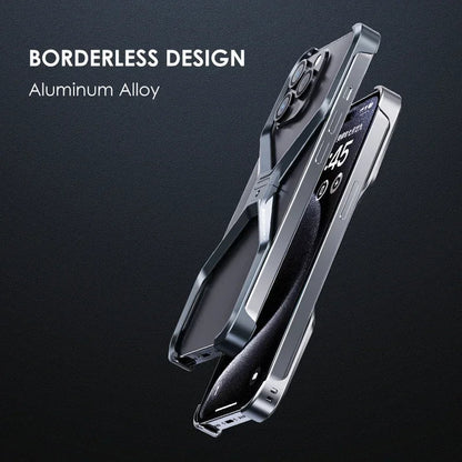 iPhone 16 Pro Max Metal Alloy X Shape Bumper Case - Titanium