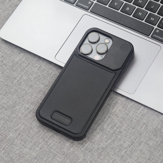 iPhone 16 Pro Max Aluminum & Leather Case with Fragrance Aroma - Black