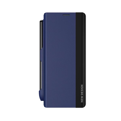 Samsung Galaxy Z Fold 6 Leather Flip Case With Stylus & S Pen Holder