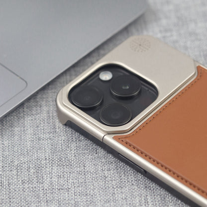 iPhone 16 Pro Max Aero Flex Frameless  Aluminum & Leather Case with Fragrance Aroma - Brown