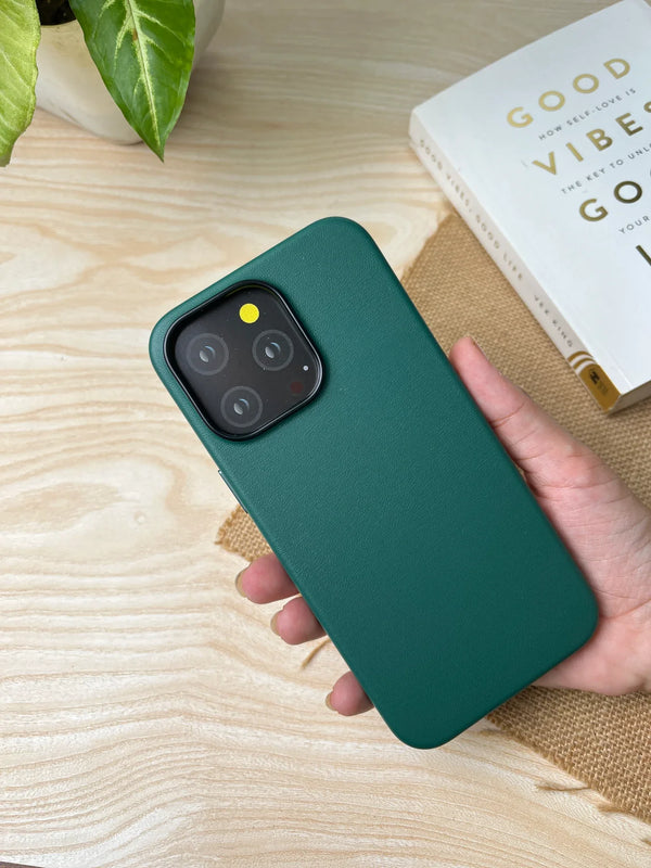 iPhone 15 Pro Max Kdoo Noble Classic Series Genuine Leather Case - Green