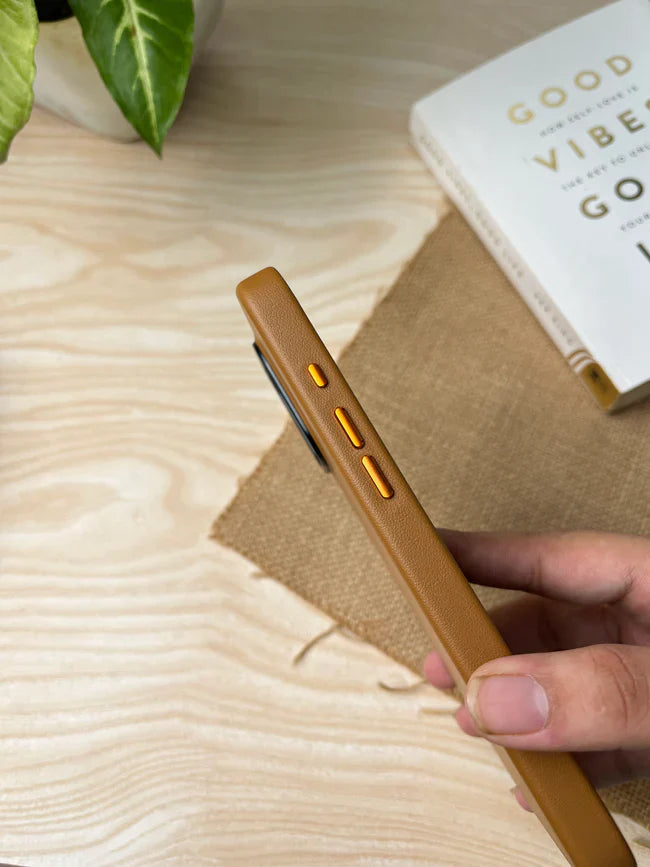 iPhone 13 Genuine Leather Case - Brown