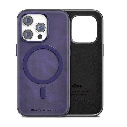 iPhone 15 Pro Max leather Magsafe show case Purple