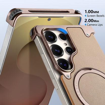 Samsung Galaxy S25 Ultra Framless Metal Bumper Case with Magsafe & 360 Kickstand - Desert