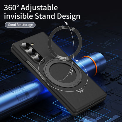 Samsung Galaxy Z Fold 6 Thunderbolt Shockproof Case with 360 Metal Rotating Ring & Front Glass Protection