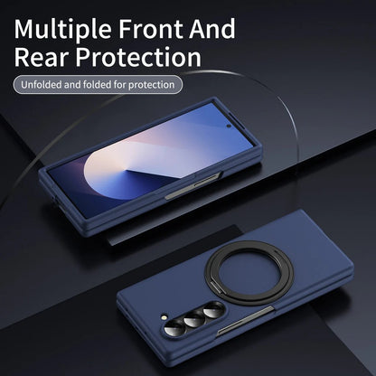 Samsung Galaxy Z Fold 6 Thunderbolt Shockproof Case with 360 Metal Rotating Ring & Front Glass Protection