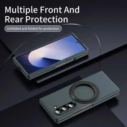 Samsung Galaxy Z Fold 6 Thunderbolt Shockproof Case with 360 Metal Rotating Ring & Front Glass Protection