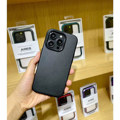 iPhone 15 Pro Max Leather Case Kdoo Classic Series Genuine Leather Case - Black