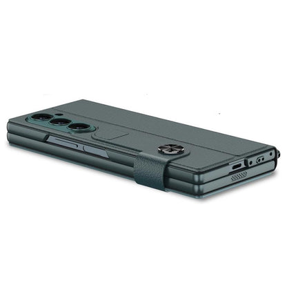 Samsung Galaxy Z Fold 6 GKK Deer Pattern Glass Flip Case With Front Glass - Green