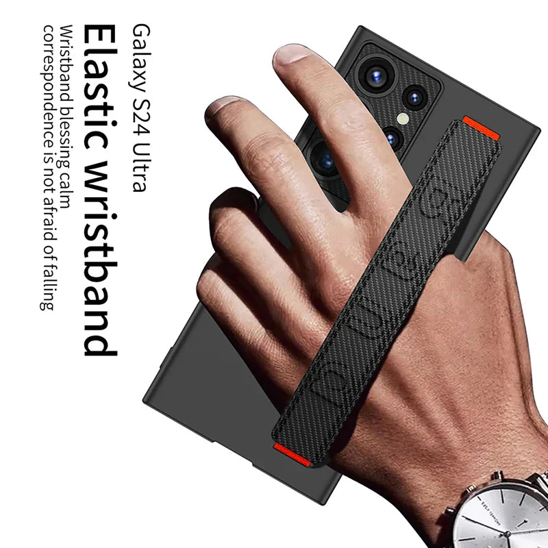 GKK Finger Hand Grip Band Belt Strap Case For Samsung Galaxy S24 Ultra Elastic Band Cover-Green