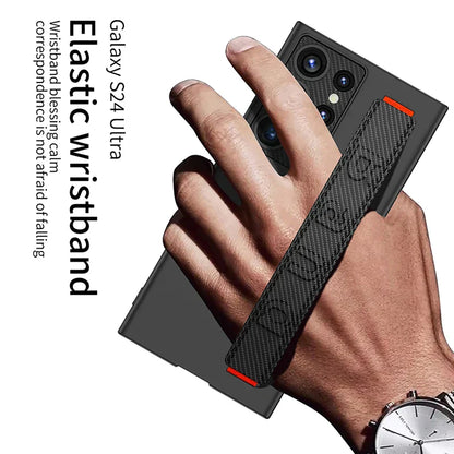 GKK Finger Hand Grip Band Belt Strap Case For Samsung Galaxy S24 Ultra Elastic Band Cover-White
