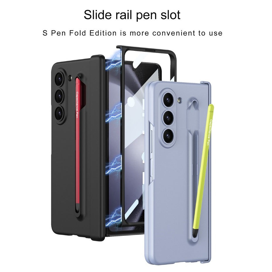 Samsung Galaxy Z Fold 6 Slim PC Case with Magnetic Hinge Protection Metal Pen & Front Glass