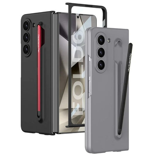 Samsung Galaxy Z Fold 6 Stylish Matte PC Case with Metal Pen & Front Glass