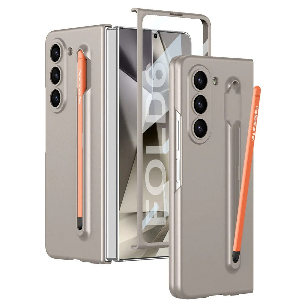 Samsung Galaxy Z Fold 6 Stylish Matte PC Case with Metal Pen & Front Glass