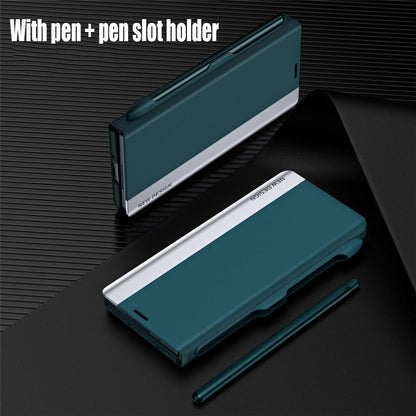 Samsung Galaxy Z Fold 6 Leather Flip Case With Stylus & S Pen Holder