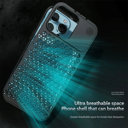 iPhone 15 Pro Metal Heat Dissipation Pure Aluminium Cooling Case with Aroma - Black