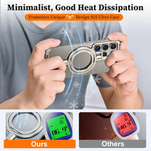 Samsung Galaxy S25 Ultra Frameless Metal Shockproof Bumper Case with Magsafe & 360° Rotatable Ring Kickstand - Black
