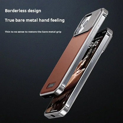 iPhone 16 Pro Max Aero Flex Frameless  Aluminum & Leather Case with Fragrance Aroma - Brown