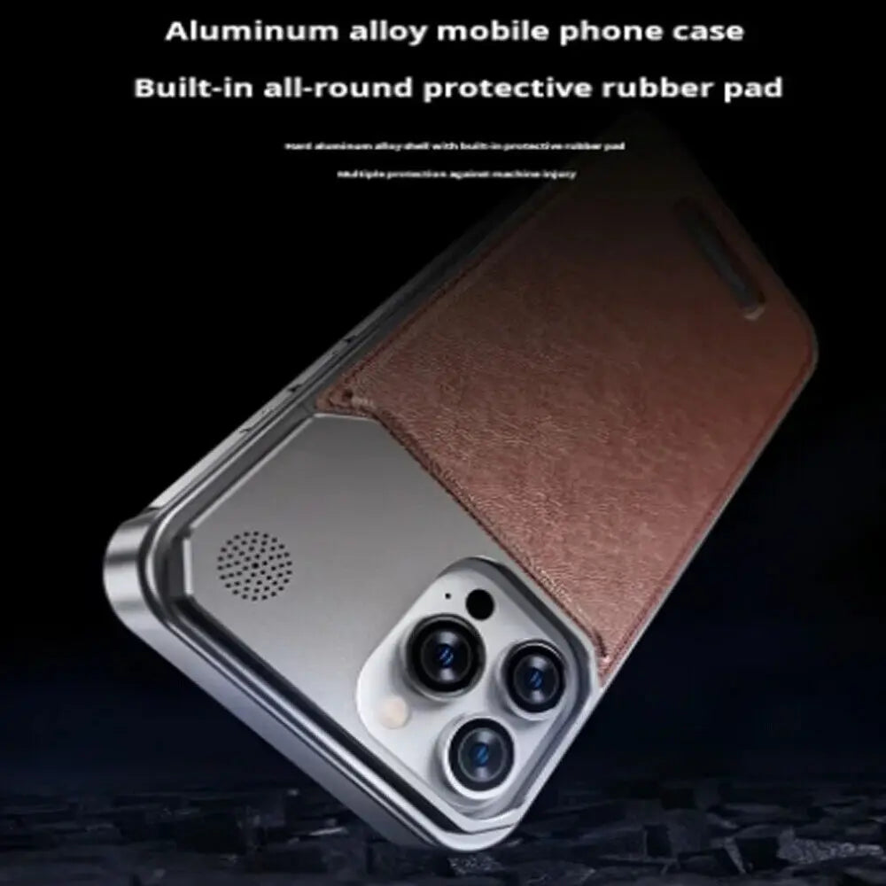 iPhone 16 Pro Max Aero Flex Frameless  Aluminum & Leather Case with Fragrance Aroma - Brown