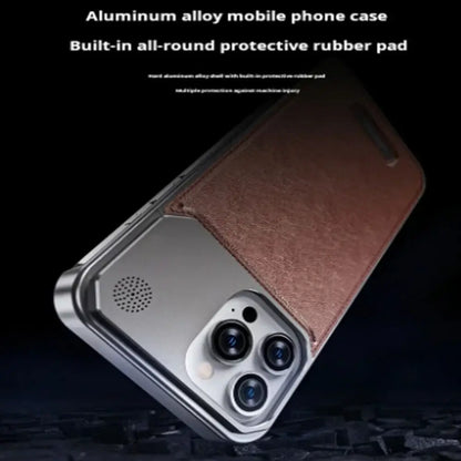 iPhone 16 Pro Max Aero Flex Frameless  Aluminum & Leather Case with Fragrance Aroma - Brown