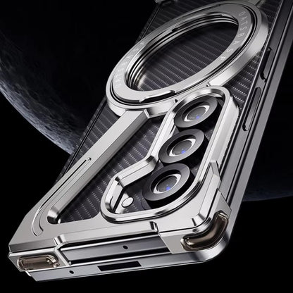 Samsung Galaxy Z Fold 6 Frameless Z Shape Metal Case with Built-in Magsafe & 360° Rotation Ring
