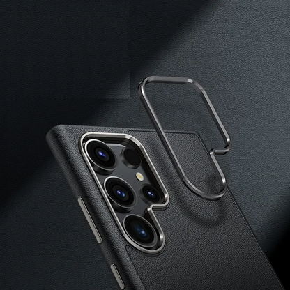 Samsung Galaxy S25 Ultra Vegan Leather Protection Case with Metal Camera Bumper - Brown