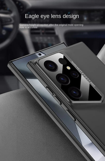 Samsung Galaxt S23 Ultra Super Blade Luxury Slim Car Case with Camera Glass Finish - Black