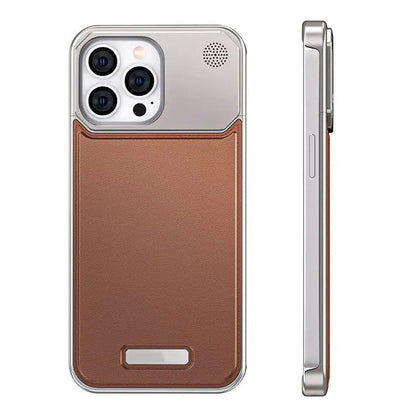 iPhone 16 Pro Max Aero Flex Frameless  Aluminum & Leather Case with Fragrance Aroma - Brown