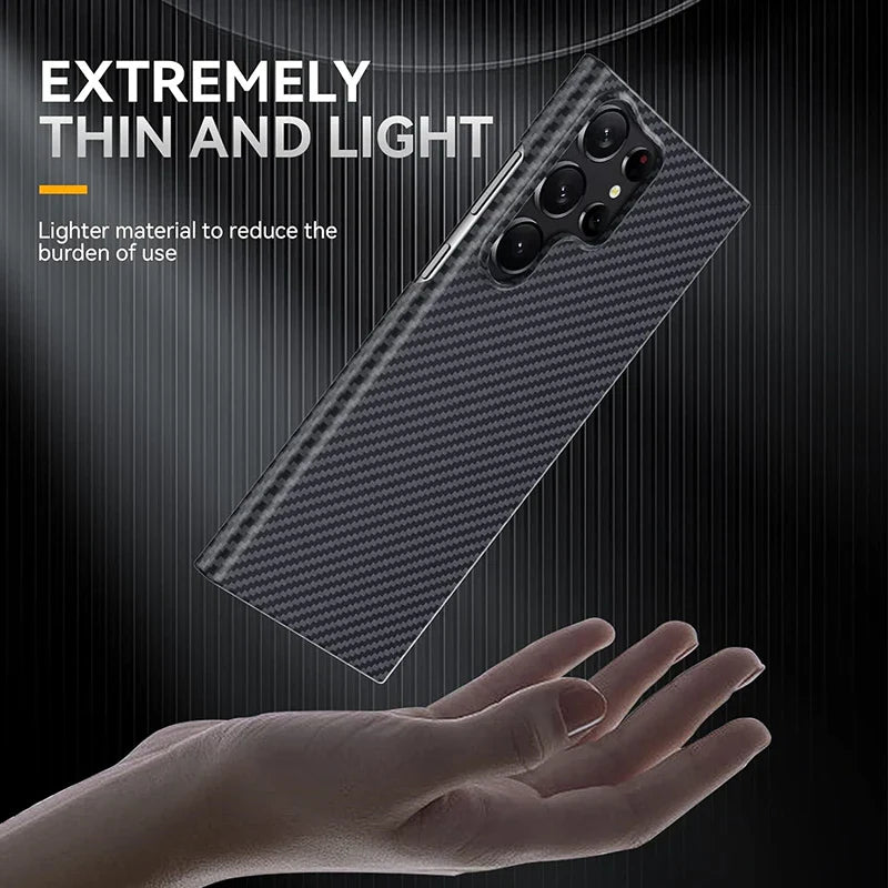 Samsung Galaxy S23 Ultra Piblue Carbon Fiber Aramid Kevilar Case - Black