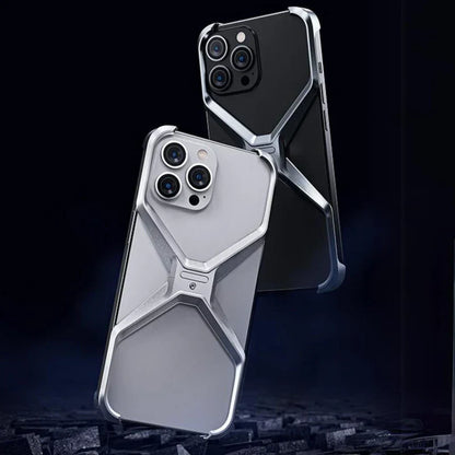 iPhone 16 Pro Max Metal Alloy X Shape Bumper Case - Gray