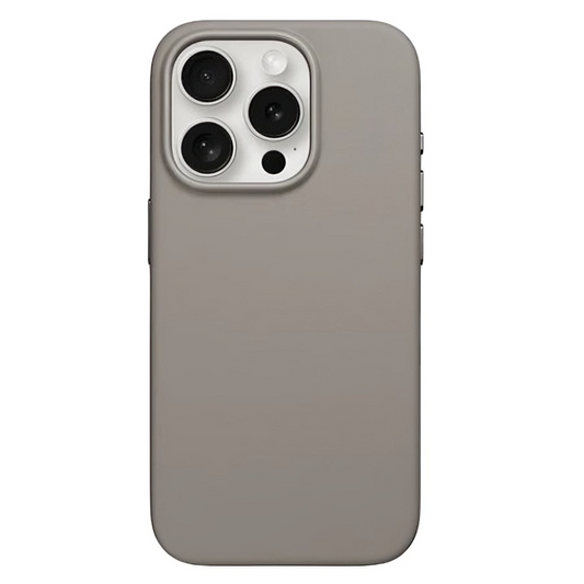 iPhone 15 Pro Max Leather Case with Magsafe Animation - Light Gray
