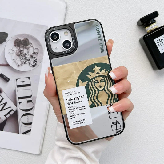 iPhone 13 Starbucks Reflective Mirror Case - Coffee Time