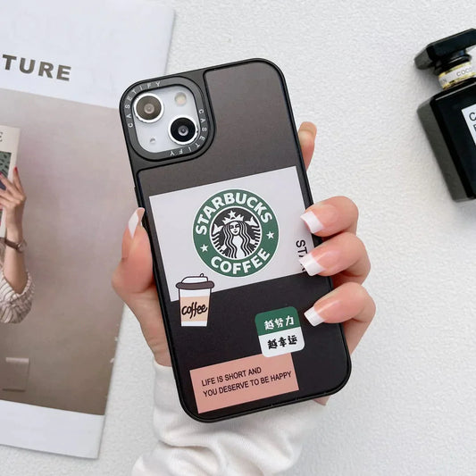 iPhone 13 Starbucks Reflective Mirror Case - Coffee