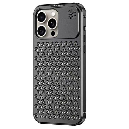 iPhone 15 Pro Metal Heat Dissipation Pure Aluminium Cooling Case with Aroma - Black