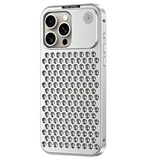 iPhone 15 Pro Metal Heat Dissipation Pure Aluminium Cooling Case with Aroma - Silver
